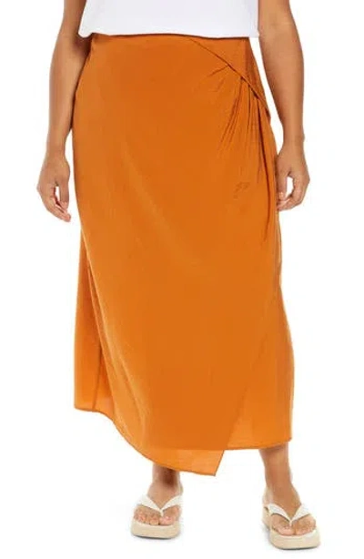Vince Asymmetric Cascade Drape Skirt In 228gin-dk Ginger