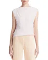 Shop Vince Asymmetric Drape Cap Sleeve Silk-blend Blouse In Pink