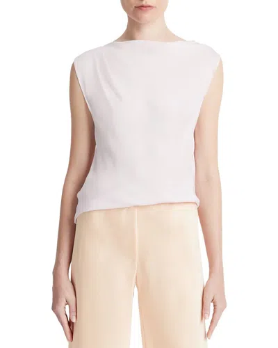 Vince Asymmetric Drape Cap Sleeve Silk-blend Blouse In Pink