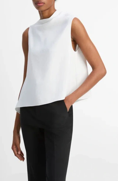 Vince Asymmetric Drape Sleeveless Top In White