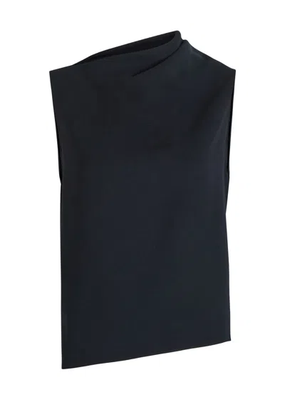 VINCE VINCE ASYMMETRIC DRAPED CREPE TOP