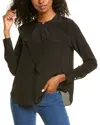 Vince Asymmetric Flutter Silk Blouse