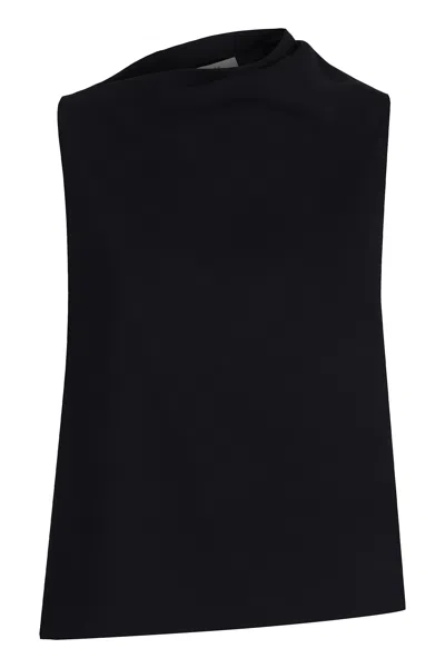 Vince Asymmetric Top With Draping In Black