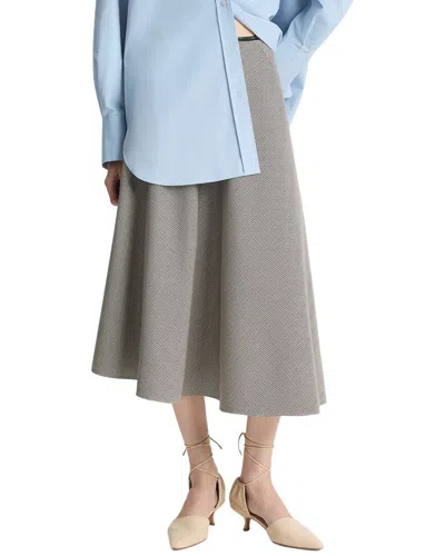 Vince Asymmetrical Plaid Wool-blend Skirt In Gray