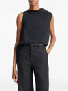 Vince Asymmetric Drape Sleeveless Top In Black