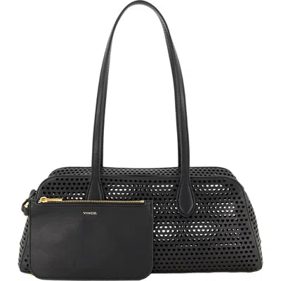 Vince Athene Perforated Leather East/west Shoulder Bag In Black