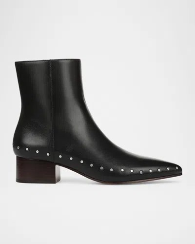 Vince August Studded Leather Ankle Boots In Black