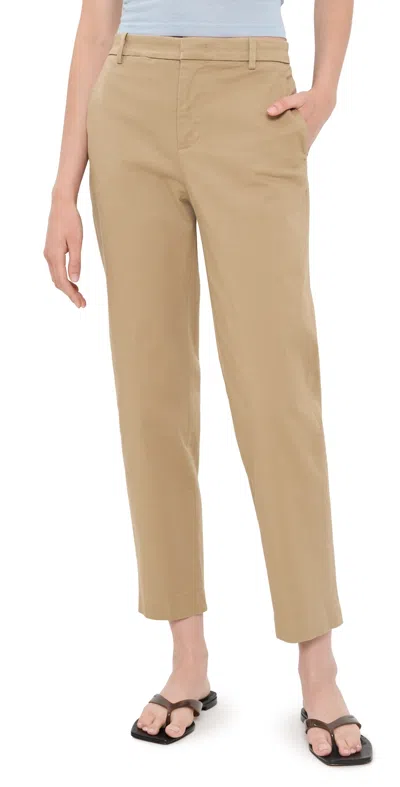 Vince Avery Mid-rise Italian Stretch-cotton Chino Pants In Desert In Brown