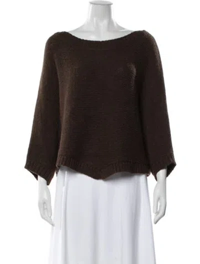 Pre-owned Vince Baby Alpaca Bateau Neckline Sweater In Brown