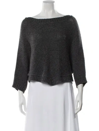 Pre-owned Vince Baby Alpaca Bateau Neckline Sweater In Gray