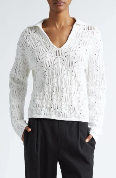 Vince Baja Crochet Sweater In White