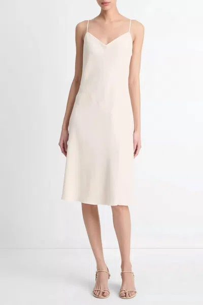 Vince Ballet Slip Dress In Flaxen In White