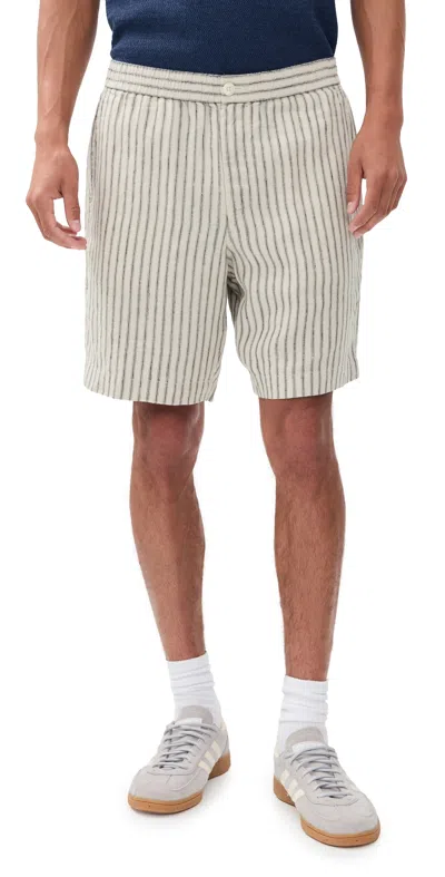 Vince Ballston Stripe Hemp Shorts Parchment/coastal Stripe In Neutral