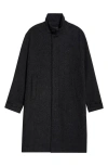 Vince Balmacaan Herringbone Recycled Wool Blend Coat In Black