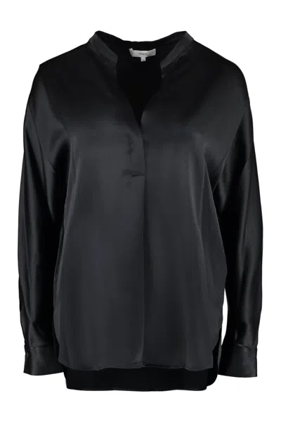 Vince Band Collar Blouse In Black