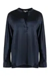 Vince Band Collar Blouse In Blue