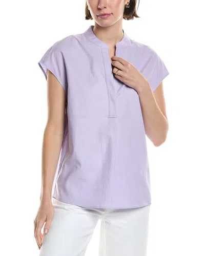 VINCE VINCE BAND COLLAR LINEN-BLEND POPOVER