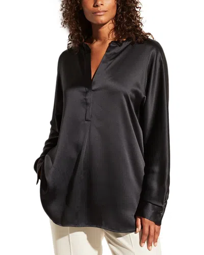 Vince Band Collar Silk Blouse