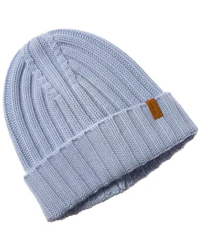 Vince Basic Chunky Rib Wool & Cashmere-blend Beanie In Blue