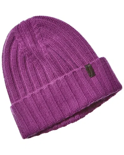 Vince Basic Chunky Rib Wool & Cashmere-blend Beanie In Purple