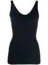 Vince Basic Ribbed Vest In Black