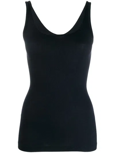 Vince Basic Ribbed Vest In Black