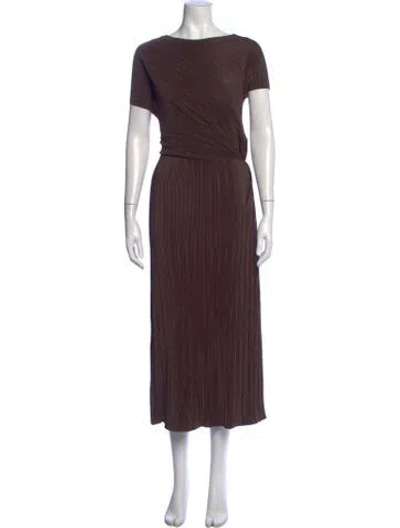 Pre-owned Vince Bateau Neckline Long Dress In Brown