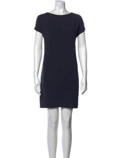 Pre-owned Vince Bateau Neckline Mini Dress In Blue