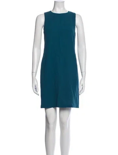 Pre-owned Vince Bateau Neckline Mini Dress In Blue