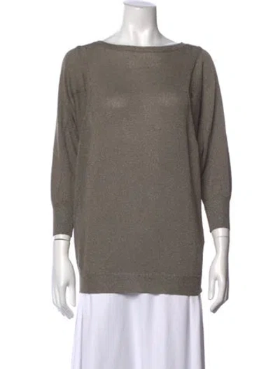 Pre-owned Vince Bateau Neckline Sweater In Green