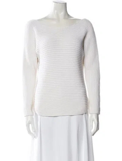 Pre-owned Vince Bateau Neckline Sweater In White