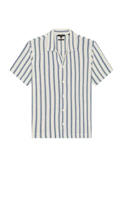 VINCE BEACH STRIPE KNIT BUTTON DOWN SHIRT
