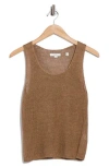 Vince Beachy Linen Open Stitch Tank In Brown
