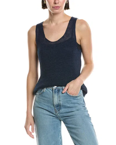 Vince Beachy Linen Tank In Blue