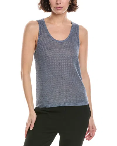 Vince Beachy Linen Tank In Blue