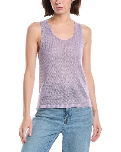Vince Beachy Linen Tank In Purple