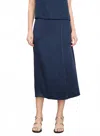 Vince Beaded Boarder Front Slit Skirt In Coastal In Blue