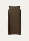 Vince Black And Beige Viscose Midi Skirt In Black