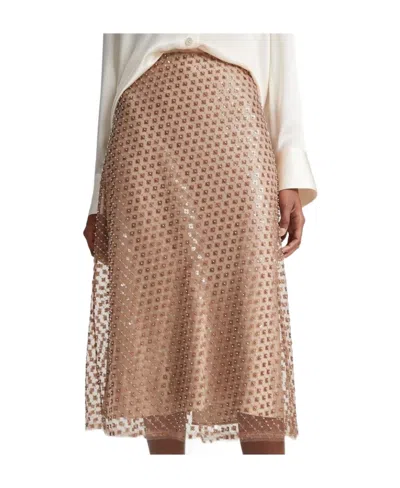 Vince Beaded Sequined Skirt In Pink