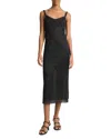 Vince Sleeveless Beaded Midi Slip Dress In Black