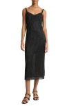 Vince Sleeveless Beaded Midi Slip Dress In Black