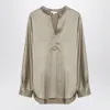 Vince V-neck Long-sleeved Silk Blouse In Neutrals