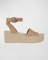 Vince Belisa Suede Platform Ankle-strap Espadrilles In Dune