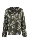 Vince Bellflower Draped Tie Blouse In Gray