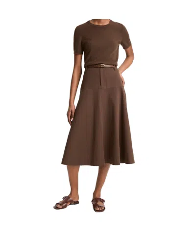 Vince Belt Loop Midi Skirt In Brown