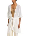 Vince Belted Cotton Cape In Off White