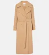 Vince Double Breasted Wool Blend Belted Coat In Brown