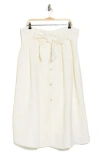 Vince Belted Linen Blend Midi Skirt In Off White
