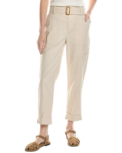 Vince Belted Linen-blend Pant In Animal Print