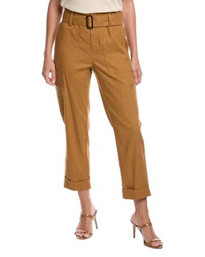 VINCE BELTED LINEN-BLEND PANT